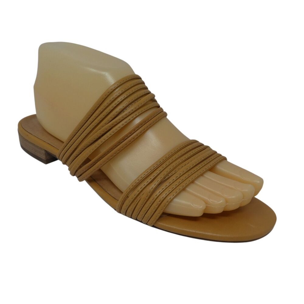 Madewell The Meg Brown Leather Open Toe Strappy Slide Sandals